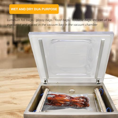 HayWHNKN Single Chamber Vacuum Sealer Stainless Steel 15.7" Wet and Dry Silver