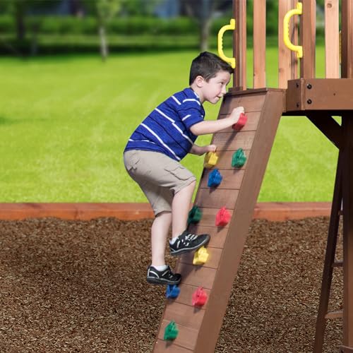 Backyard Discovery Mount Triumph Cedar Swing Set Light Brown