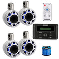 KICKER All-Weather Marine Media Center Receiver with 4X 6.5" LED Tower Speakers White