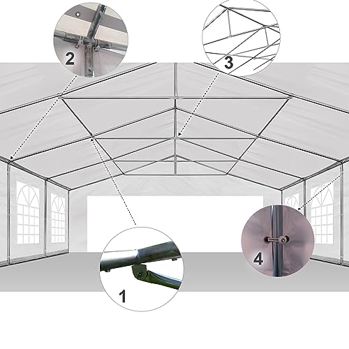 AMERICAN PHOENIX Heavy Duty 40x20 Party Tent Canopy for Weddings and Events White