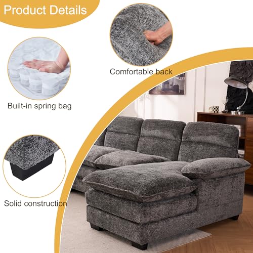Klwenas Maec 111" U Shape Modular Sectional Sofa Grey