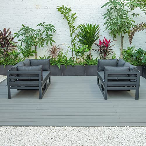 LeisureMod Chelsea 4-Piece Sectional Loveseat Set Black