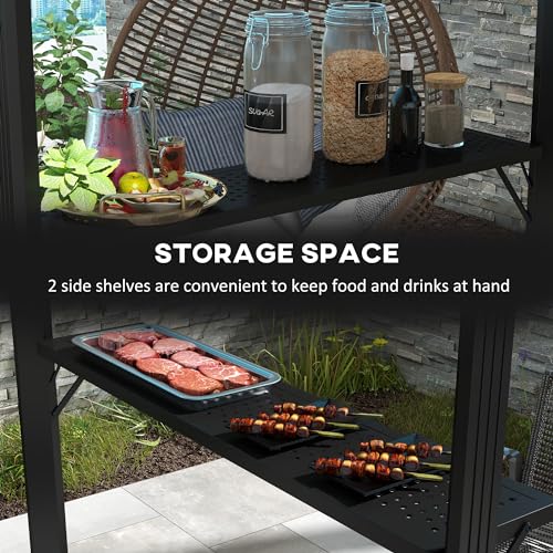 Outsunny 6' x 8' Hardtop Grill Gazebo with Aluminum Frame and Metal Roof Black