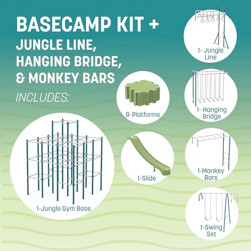 Activplay Modular Jungle Gym Set for Kids - Outdoor Playset with Swing, Slide, Monkey Bars, and Hanging Bridge