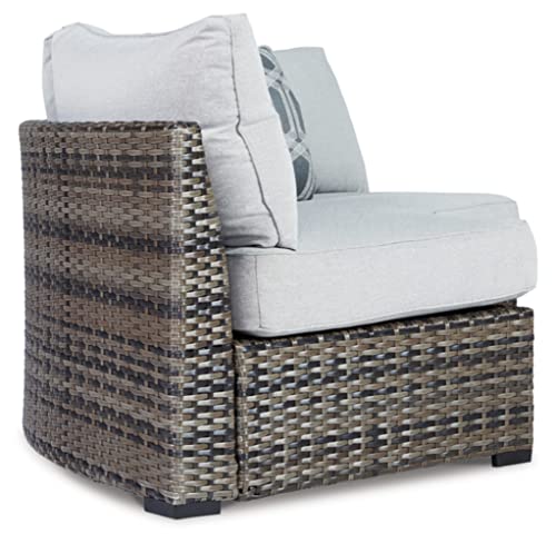Signature Design by Ashley Harbor Court Outdoor Armless Curved Loveseat with Cushion Dark Brown & Light Gray
