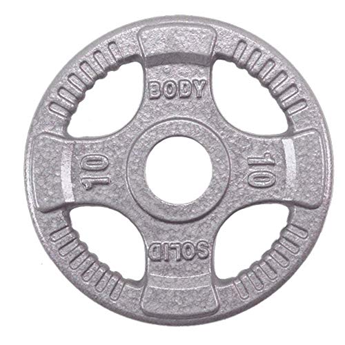 Body-Solid (OST255) Cast Iron Olympic Quad Grip Weight Plate Set Chrome Gray
