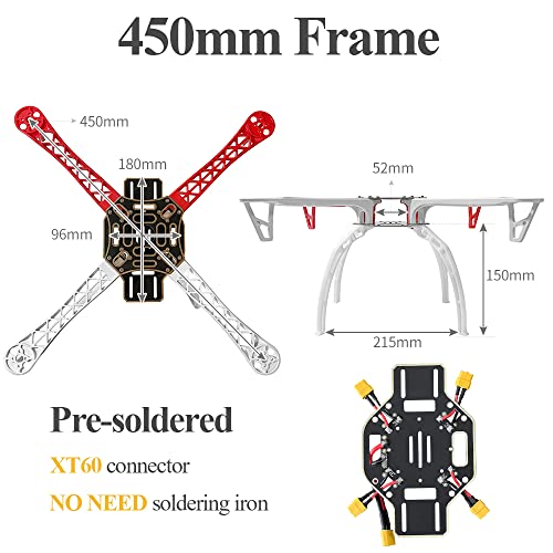 HAWK'S WORK F450 Drone Kit Set B with Frame, Pixhawk, GPS, Power Module, ESC, Brushless Motor, Prop, Battery & Accessories