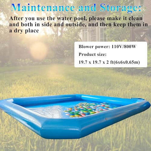 HQHAOTWU Inflatable Family Swimming Pool 6x6x0.65m with Blower Blue