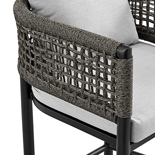 Armen Living Alegria Outdoor 5-Piece Aluminum & Rope Bar Set Black