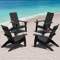 MXIMU Modern Adirondack Chairs Set of 4 Weather Resistant Oversized Plastic Outdoor Fire Pit Seating Black