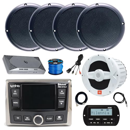 Enrock Marine Infinity PRV-315.2 Marine Bluetooth AM/FM Radio Receiver System Black