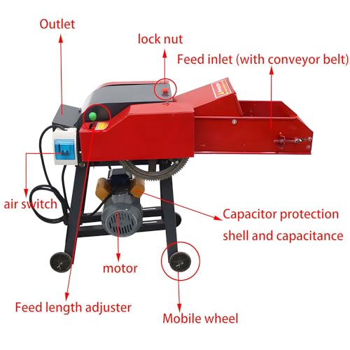 Banfluxion 220V 4-Blade Hay Cutter Pulverizer Red