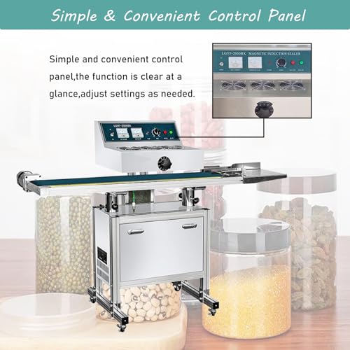 INTSUPERMAI Continuous Induction Jar Sealer 0.79"-5.12" with 48 Premium Chalkboard Labels 220V