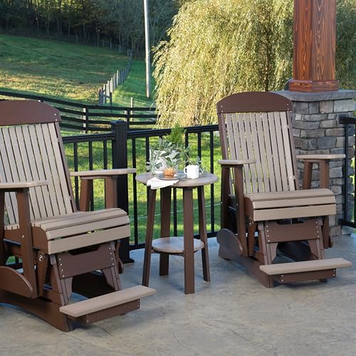Furniture Barn USA Poly Lumber 2' Balcony Classic Glider Weatherwood & Chestnut Brown