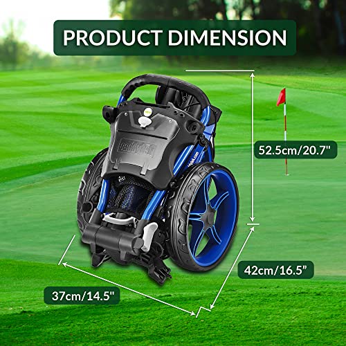 Caddytek CaddyLite Compact Semi-Auto Folding Golf Push Cart Blue