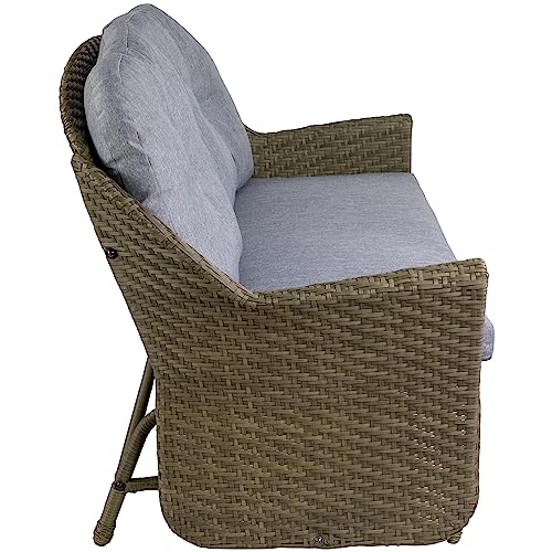 Northlight 46" Taupe Gray Resin Wicker Deep Seated Double Glider with Gray Cushions Grey