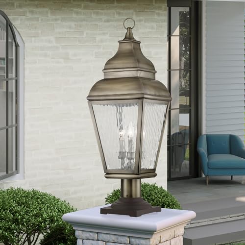 Livex Exeter 3-Light Outdoor Post Head Vintage Pewter