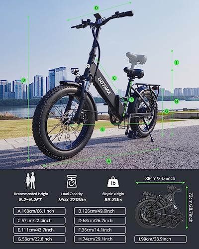 Gotrax F2 20" Folding Electric Bike Black Large