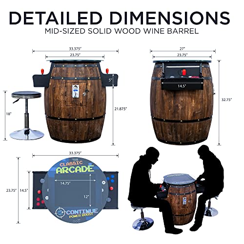 Creative Outdoor Distributor Wine Barrel Pub Arcade Machine 2 Player 412 Games Woodgrain
