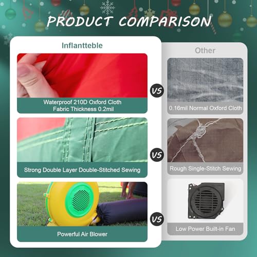Inflantteble Giant Christmas Inflatable Santa Claus with Reindeer in Chimney 20FT Red
