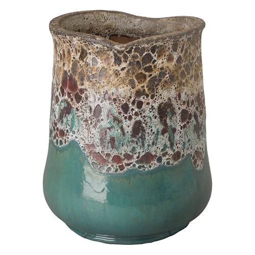 Emissary 22in H Reef Teal Stoneware Round Planter