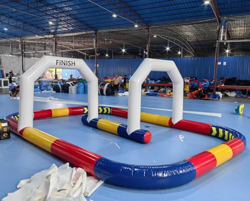 YBZCHLM Commercial PVC Inflatable Go Kart Race Track Rainbow 20x13x6.5 Ft
