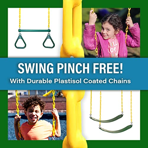 Best in Backyards Dreamscape Cedar Wood Swing Set Jungle Gym Green & Yellow Components
