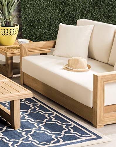 Safavieh Couture Montford Wood Loveseat Natural Teak/Beige
