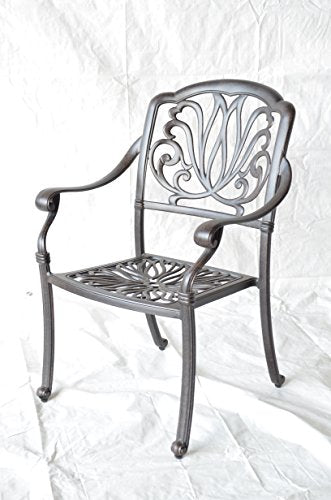 Patio Land Elizabeth Outdoor Dining Chair Set of 6 with Sunbrella Sesame Cushions Black