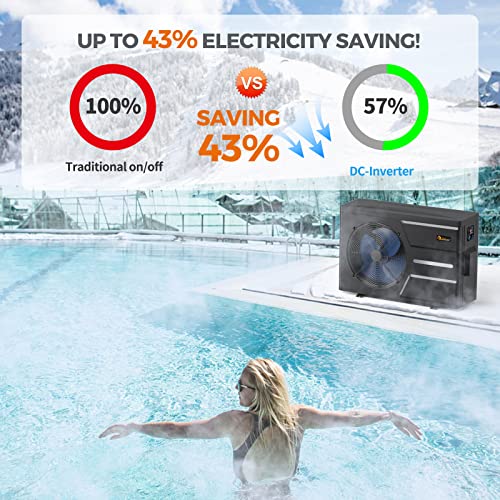 DR. INFRARED HEATER DR-650HP Full DC Inverter Heat Pump for Ground Swimming Pools, Black
