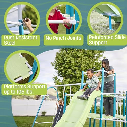 Activplay Modular Jungle Gym Set for Kids - Outdoor Playset with Swing, Slide, Monkey Bars, and Hanging Bridge