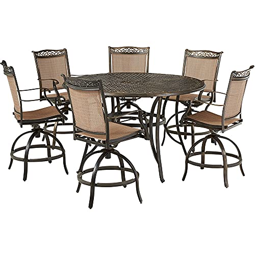 Hanover Fontana 7-Piece Outdoor High-Dining Patio Set Tan/Bronze