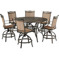 Hanover Fontana 7-Piece Outdoor High-Dining Patio Set Tan/Bronze