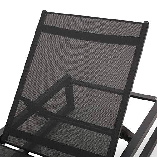 Christopher Knight Home Vivian Outdoor Aluminum Chaise Lounge Set of 2 Black