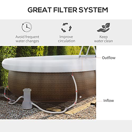 Outsunny 18' x 10' Above Ground Rectangular Pool Set Brown