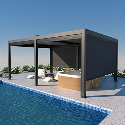 BON PERGOLA 13 ft Wind Resistant Manual Side Shade for Aluminum Pergola Dark Gray