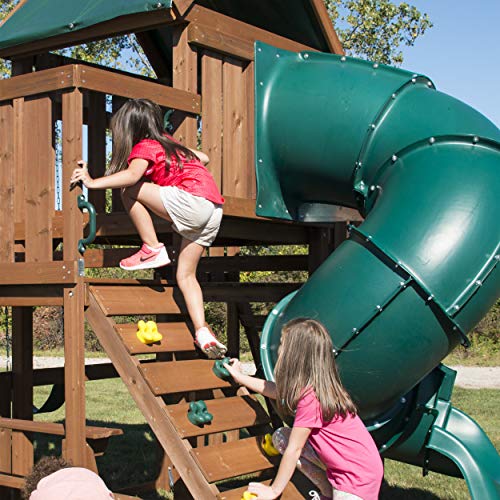 Swing-N-Slide Denali Tower Swing Set with Slides & Climbing Wall Wood