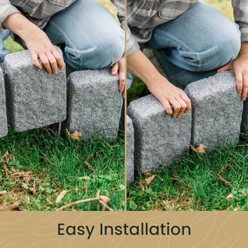 Beuta Sandstone BlockXL Garden Edging - 9.5 Inches Tall, Easy Install 40pk, Sandstone