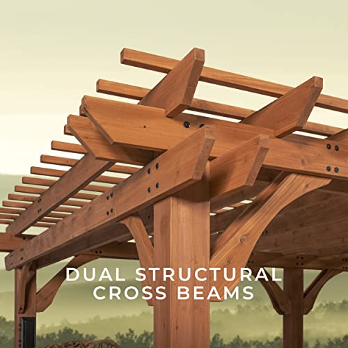 Backyard Discovery Beaumont 20' x 12' Cedar Wood Pergola Kit Light Brown