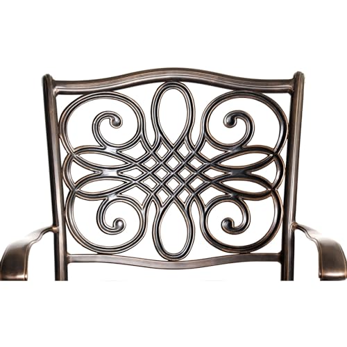 Hanover Traditions 5-Piece Outdoor Dining Set with Glass-Top Table and Swivel Rockers Tan