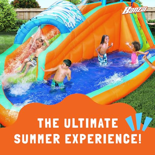 BANZAI Surf Rider Large Inflatable Water Slide Park Blue