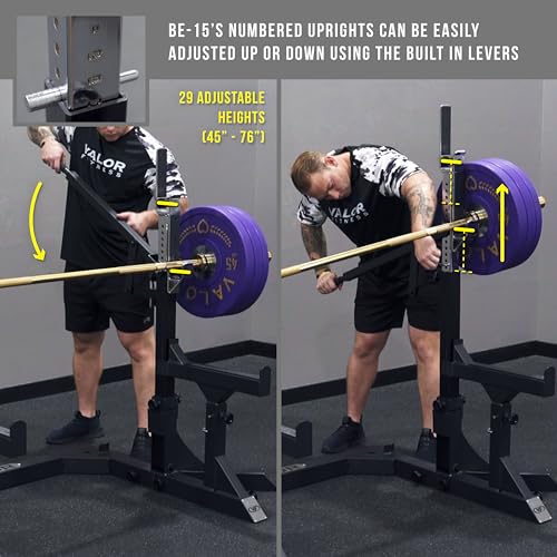 Valor Fitness Olympic Weight Bench with Squat Rack Combo - 6 Gauge Steel - USPA Certified - Adjustable Squat Stands - Black