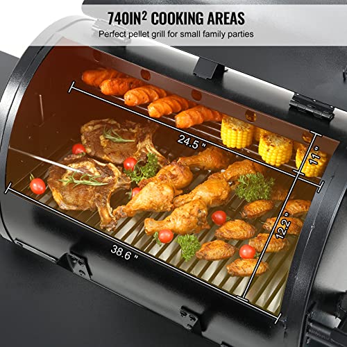 VEVOR Portable Wood Pellet Smoker Grill with PID Temperature Control Black