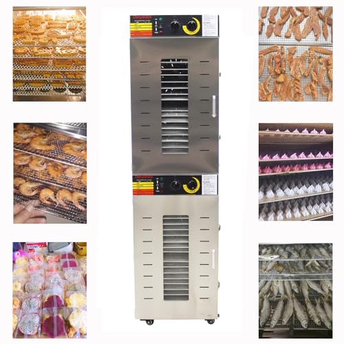 HayWHNKN Commercial Food Dehydrator Machine 40 Trays Stainless Steel Silver