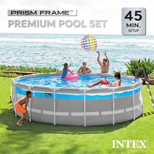Intex Clearview Prism Frame Above Ground Swimming Pool Gray