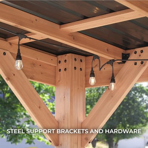 Backyard Discovery Arcadia Cedar Wood Outdoor Gazebo Pavilion Light Brown