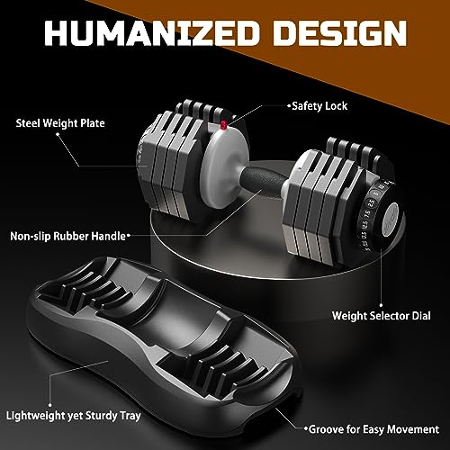 ATIVAFIT Adjustable Dumbbell for Workout Strength Training Fitness Weight Gym Set 55LB-Pair