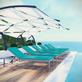 Modway Shore 6 Piece Outdoor Patio Aluminum Chaise with Cushions Silver Turquoise