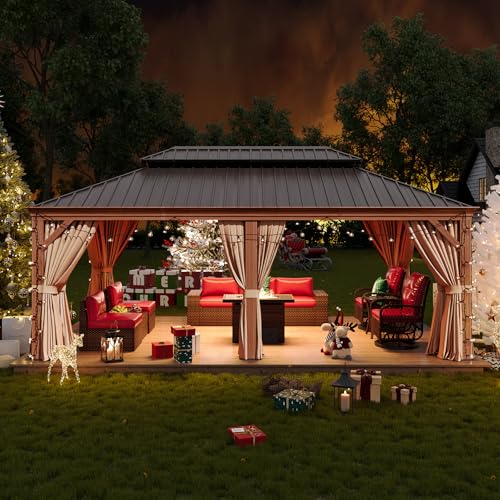 Sonegra 12' x 20' Hardtop Gazebo Brown