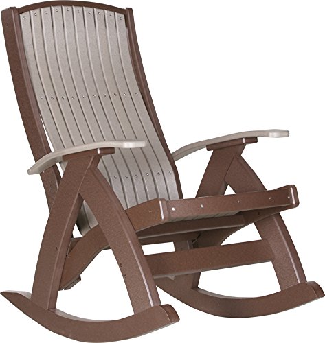 LuxCraft Poly Comfort Rocker Outdoor Rocking Chair Brown